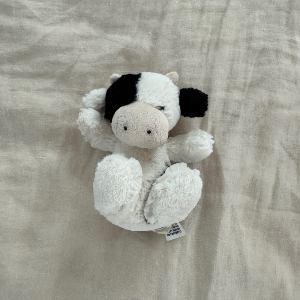 Jellycat Black and White Cow Plush Rattle